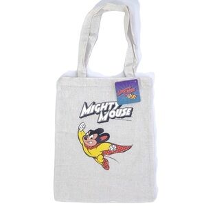 Mighty Mouse Cartoon Flying Thru The Air Shopping Tote Bag Purse Linen